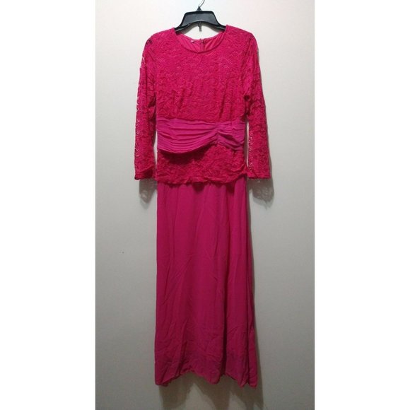 Maxi Pink Laxe/Chiffon Dress, zipper back, non stretch, size XL - Picture 1 of 7